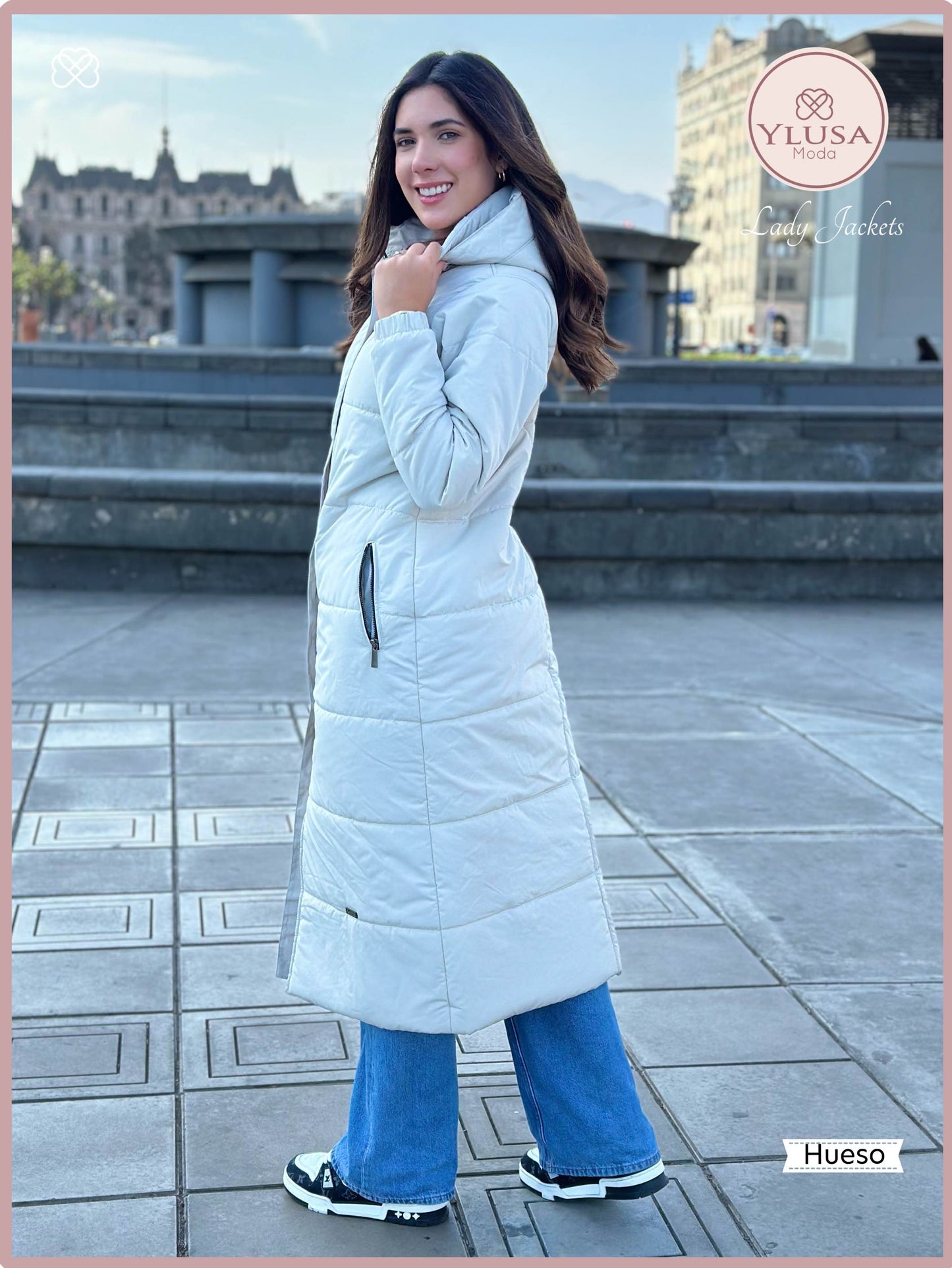 PARKA MAXI EXTRA LARGA PALOMA - HUESO