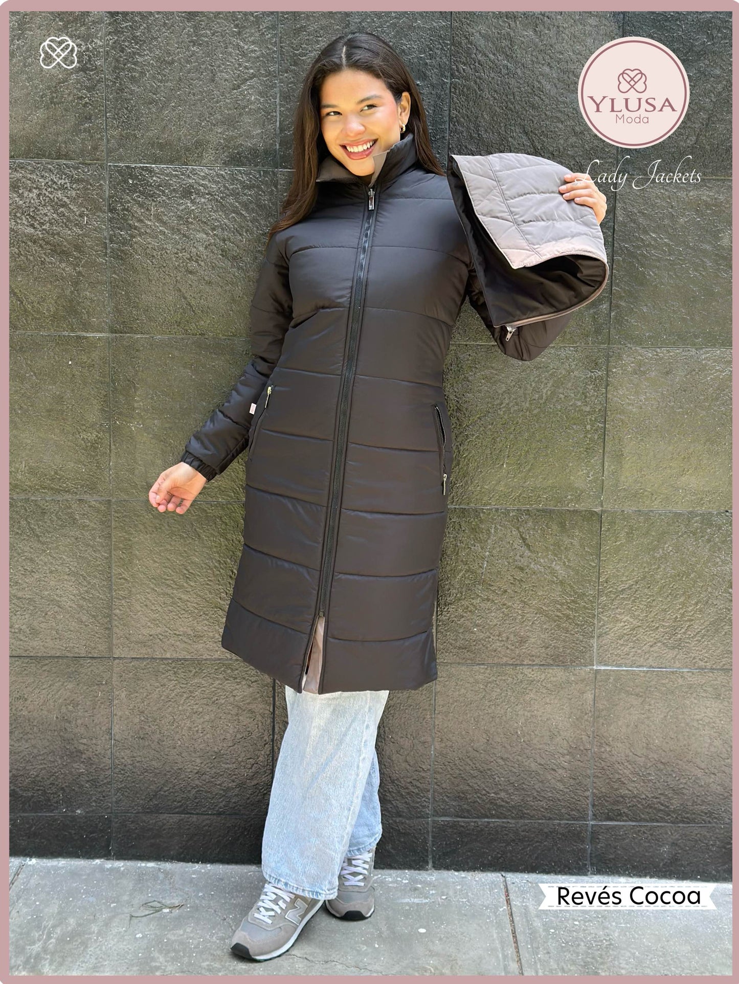 PARKA MAXI LARGA REVERSIBLE FRANCIS - COCOA