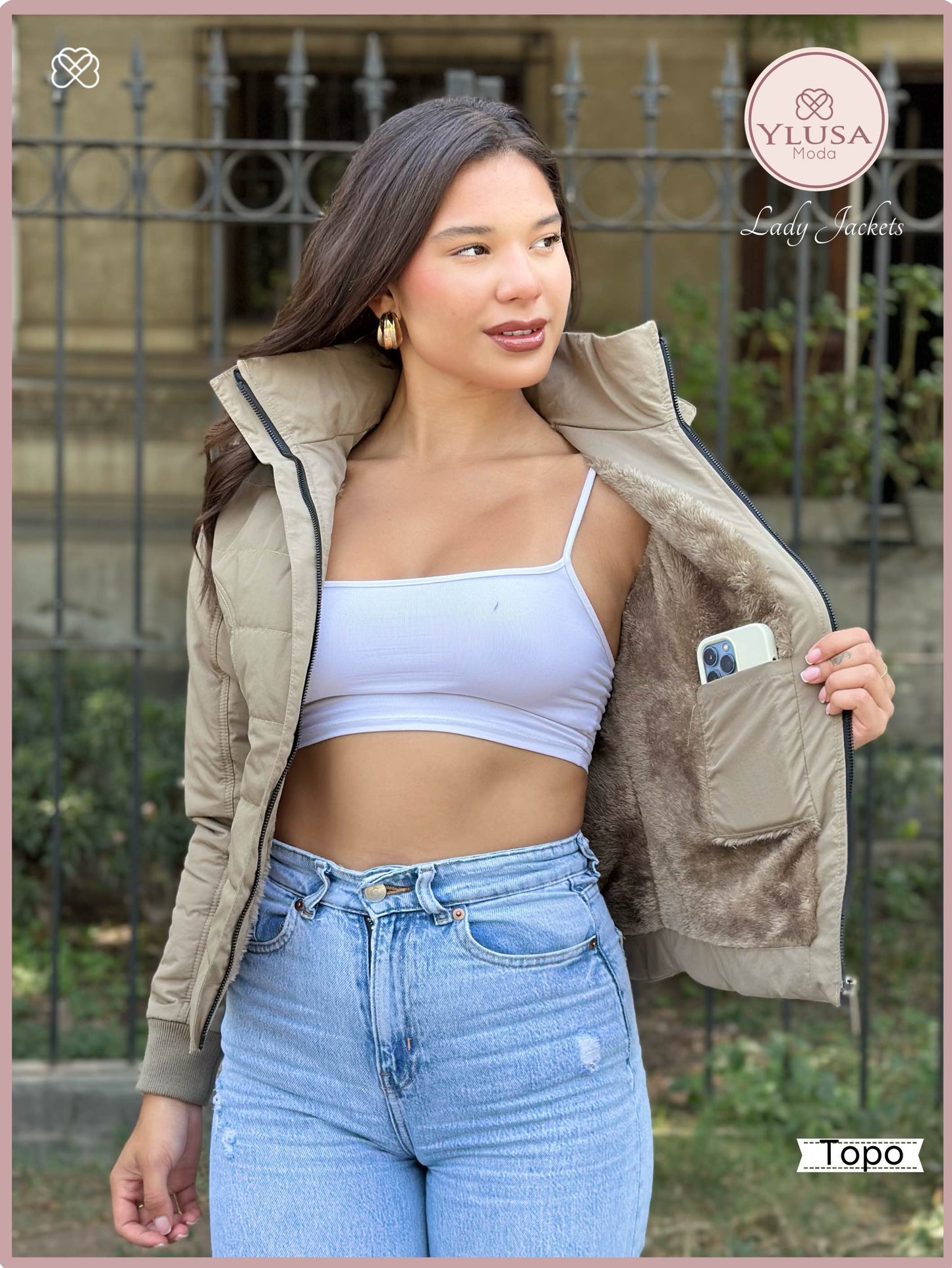 CHAQUETA C/PELUCHE MACARENA TOPO