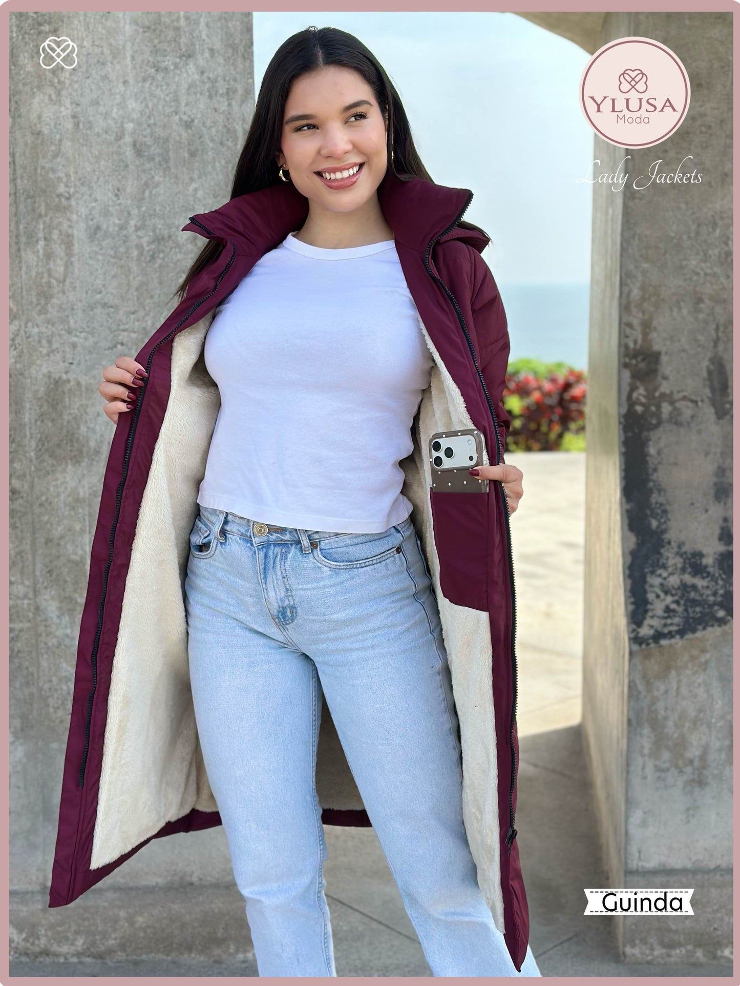 PARKA MAXI LARGA ALEXA - GUINDA