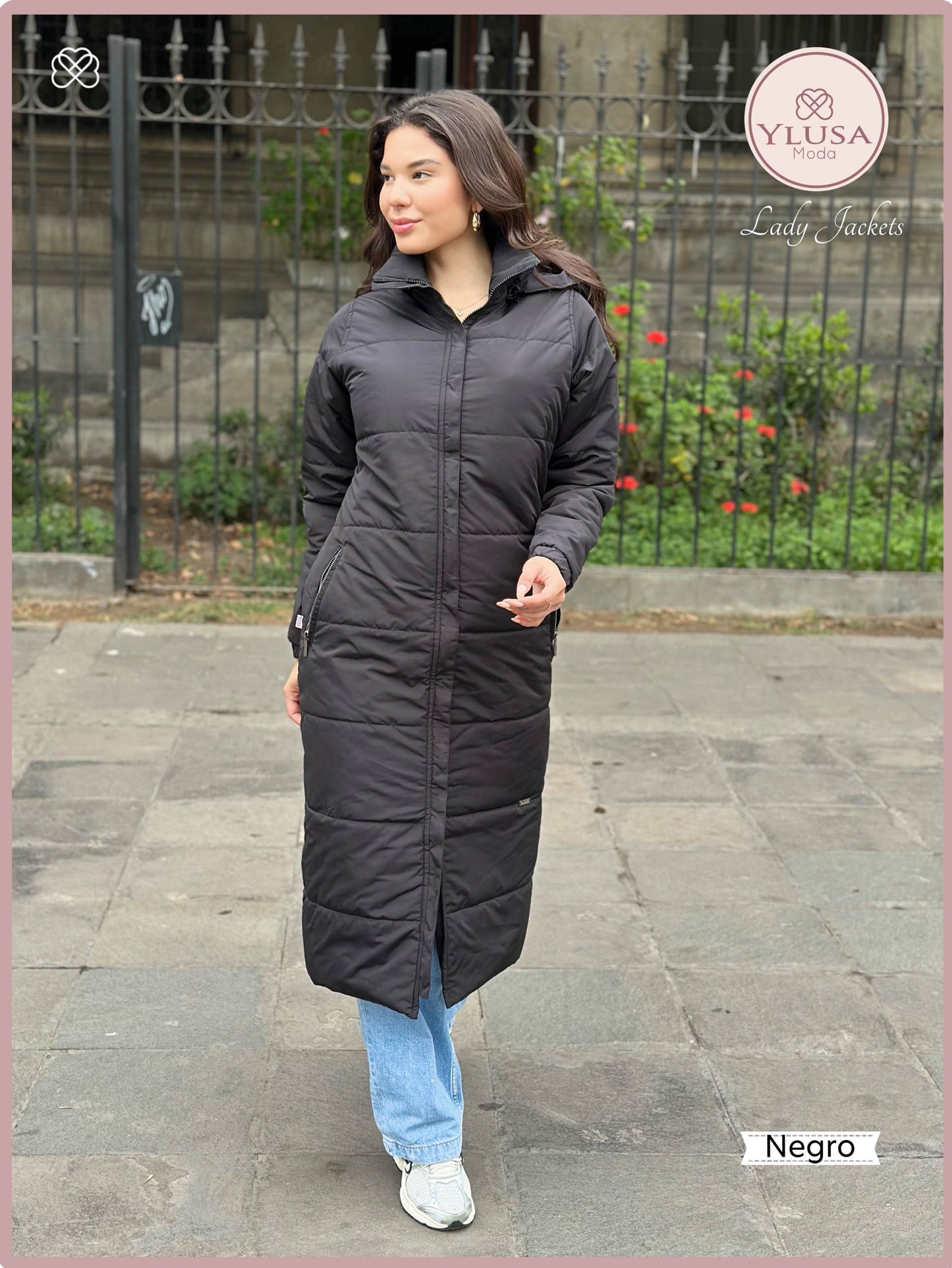 PARKA MAXI EXTRA LARGA PALOMA - NEGRO