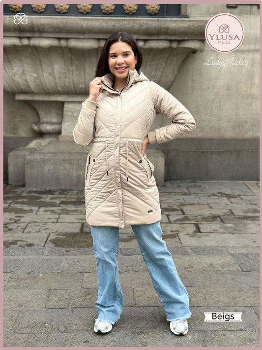 PARKA EXTRA LARGA C/PELUCHE ALEJANDRA - BEIGS