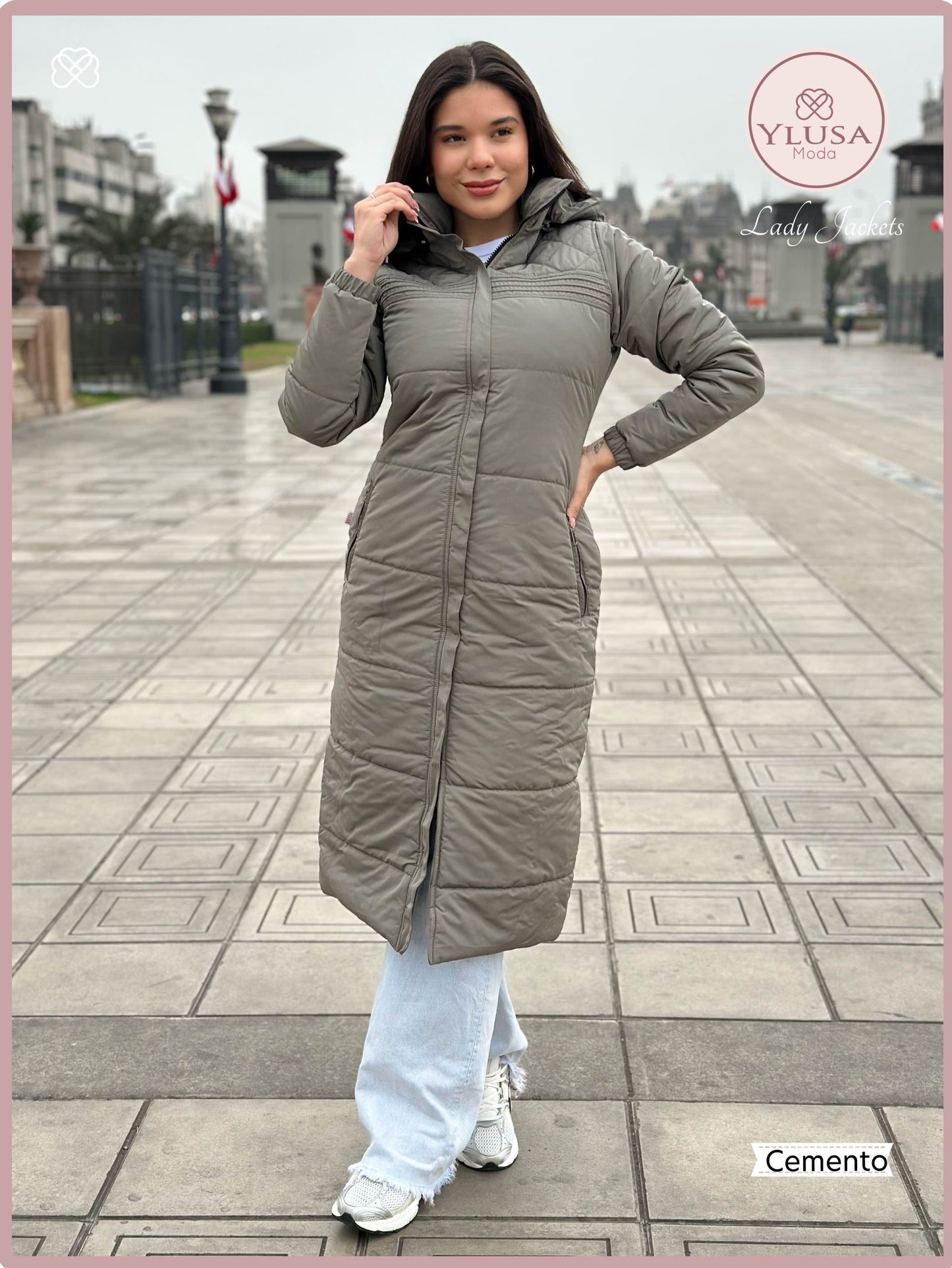 PARKA MAXI 120CM EMMA - CEMENTO