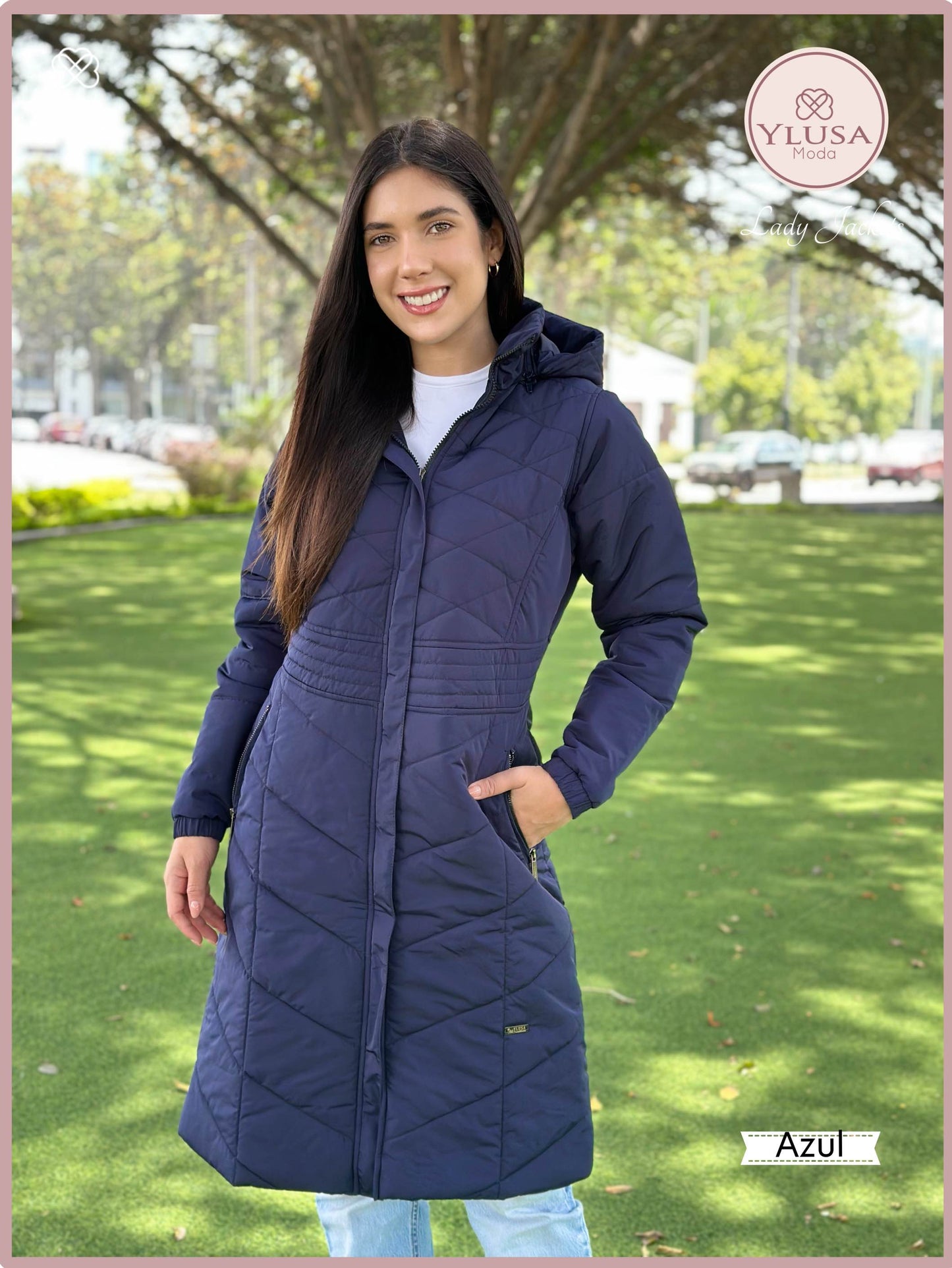 PARKA MAXI LARGA AURORA - AZUL