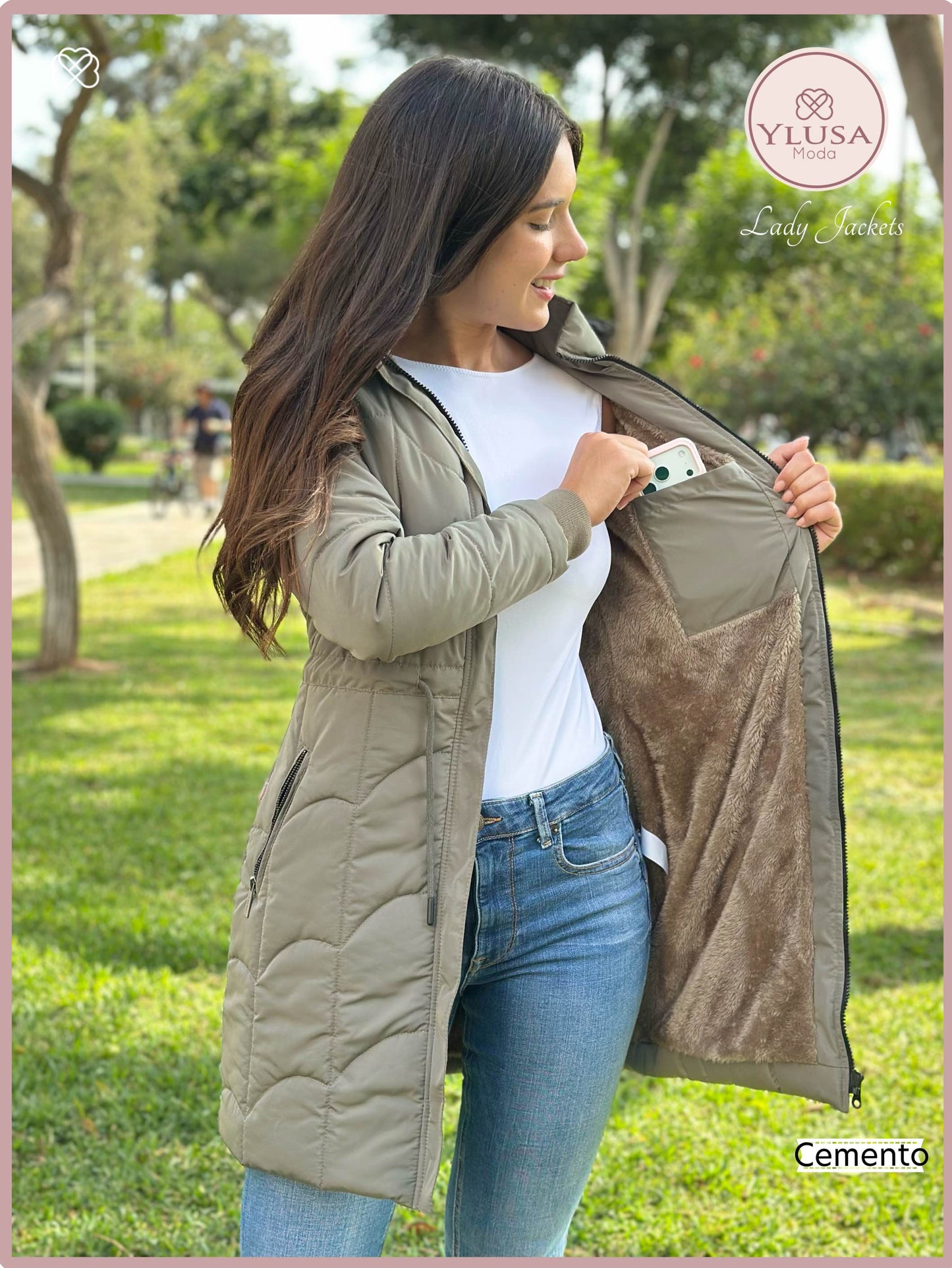 PARKA EXTRA LARGA C/PELUCHE FABIOLA - CEMENTO