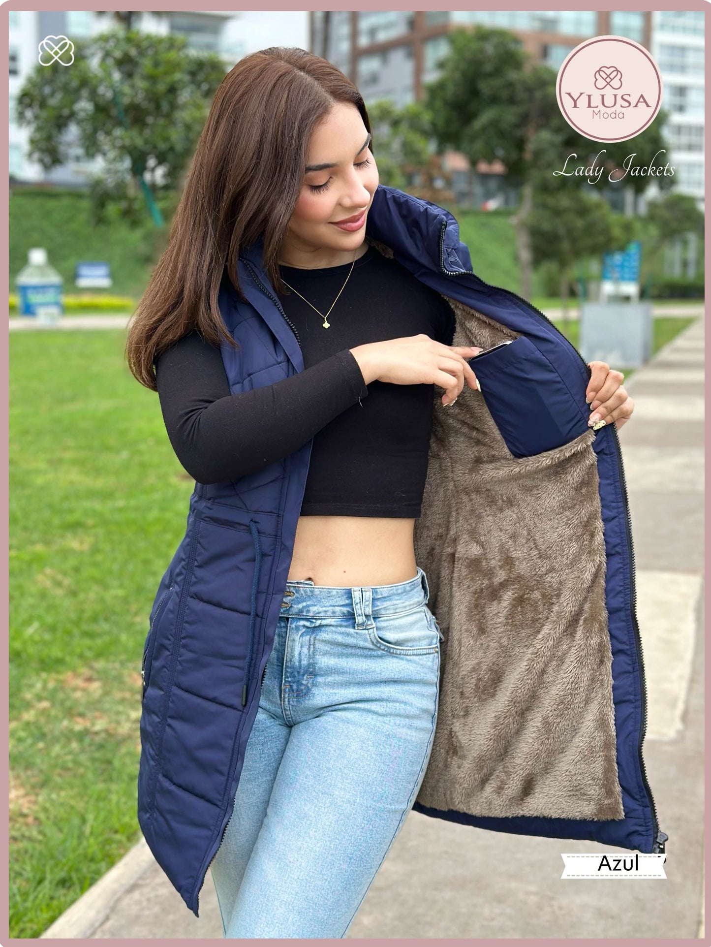 PARKA MAXI CHALECO 90CM VALENTINA - AZUL