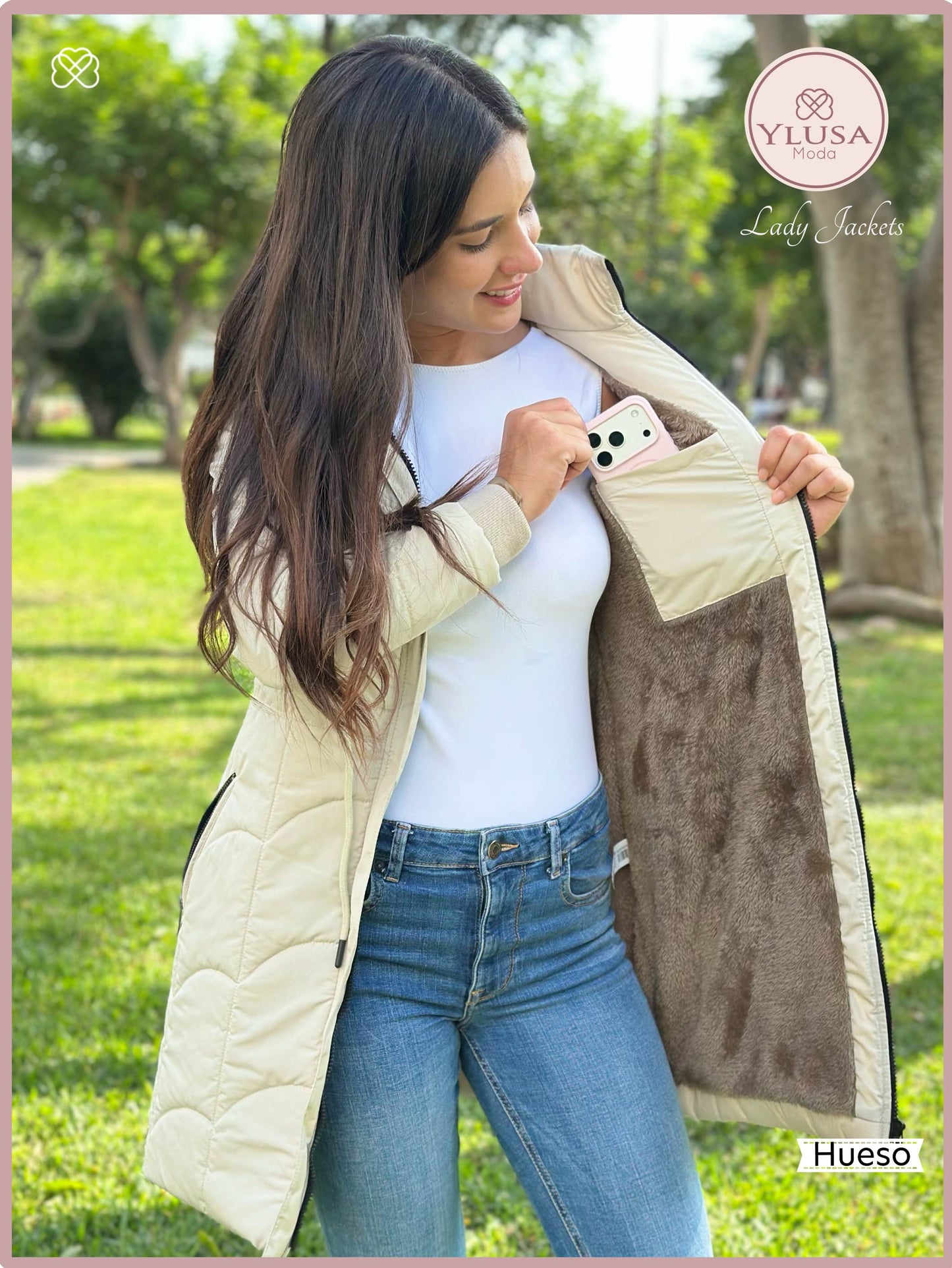 PARKA EXTRA LARGA C/PELUCHE FABIOLA - HUESO