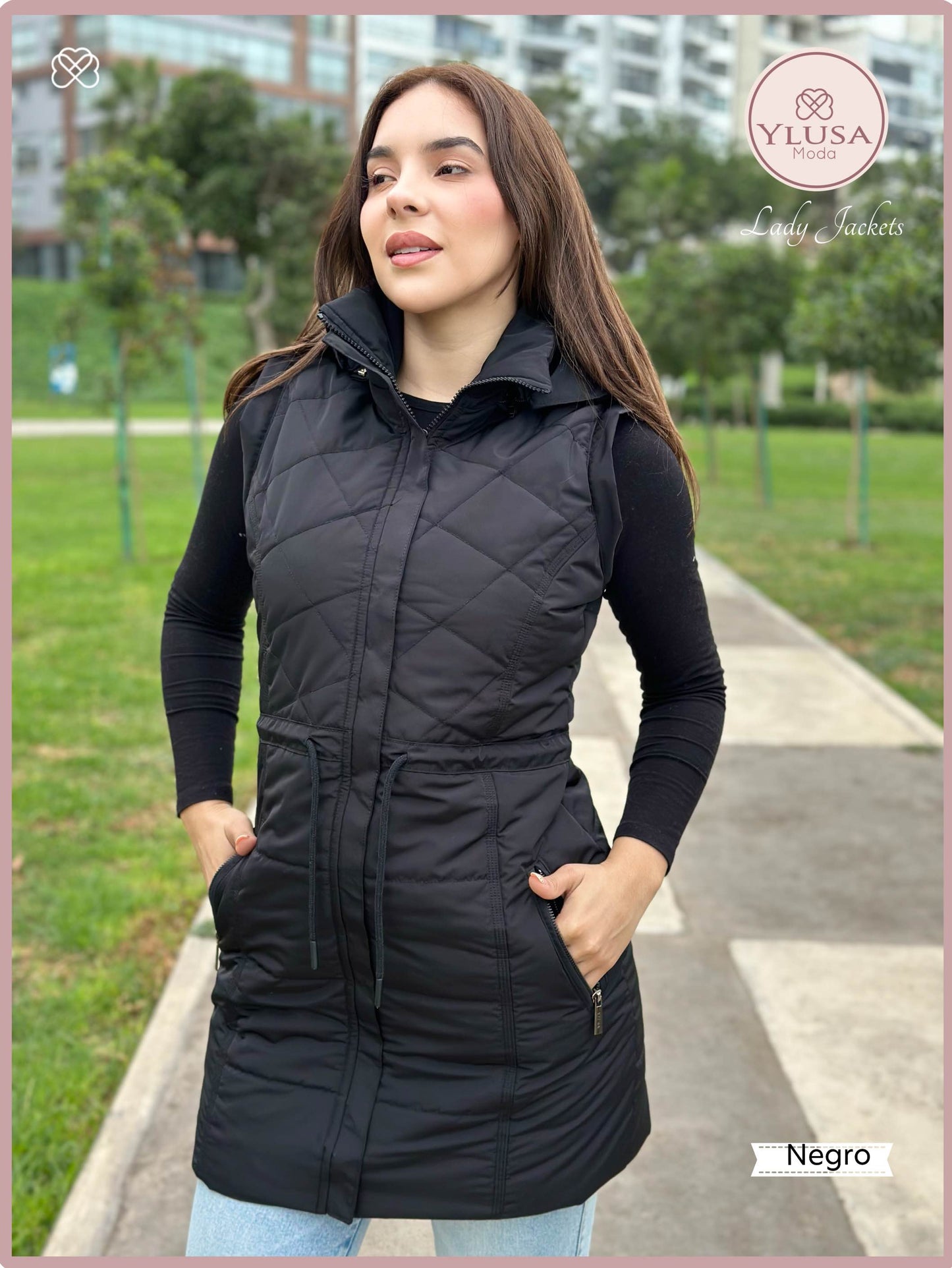 PARKA MAXI CHALECO 90CM VALENTINA - NEGRO