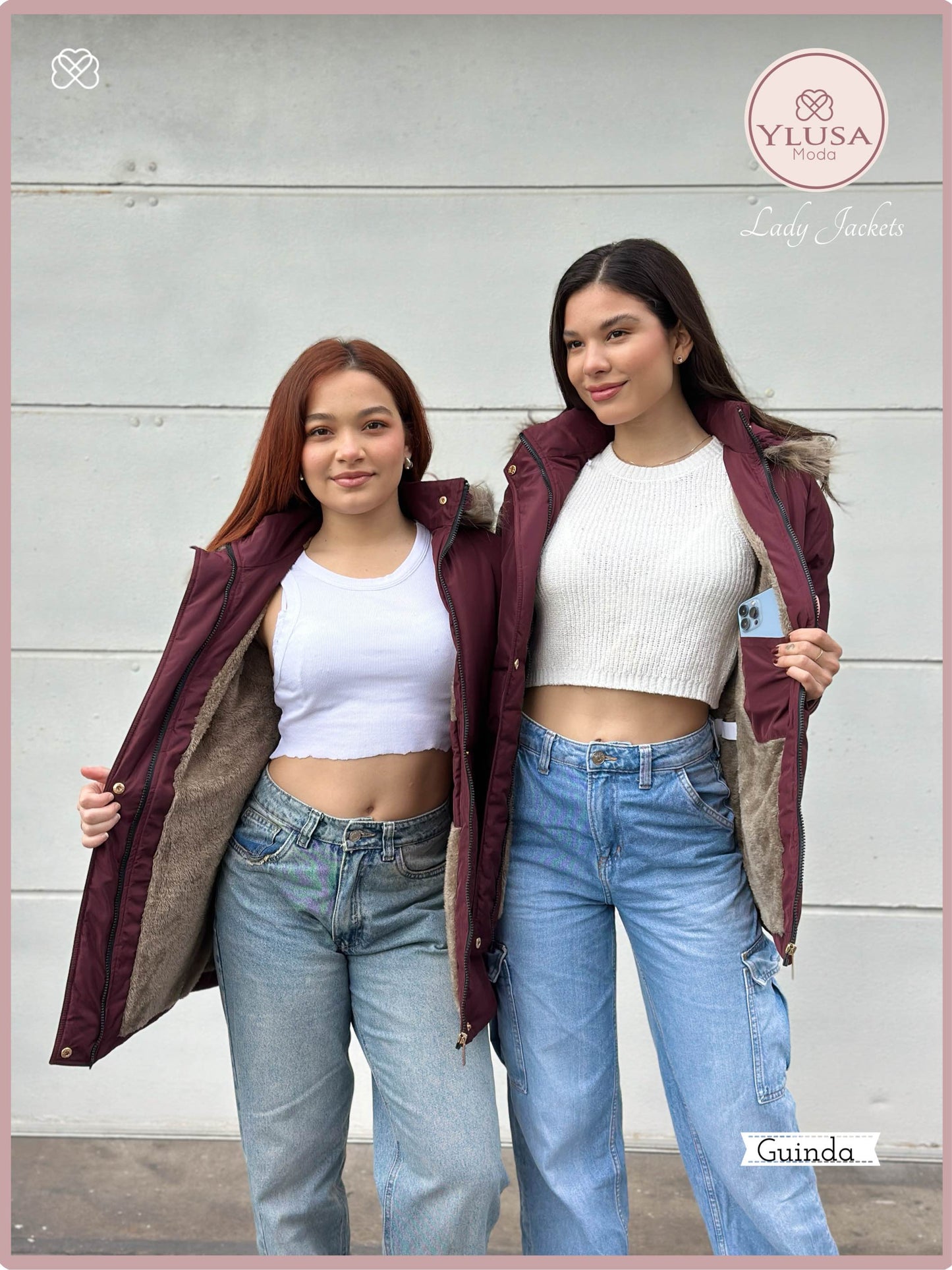 PARKA 3/4 CON PELUCHE MARIMAR - GUINDA