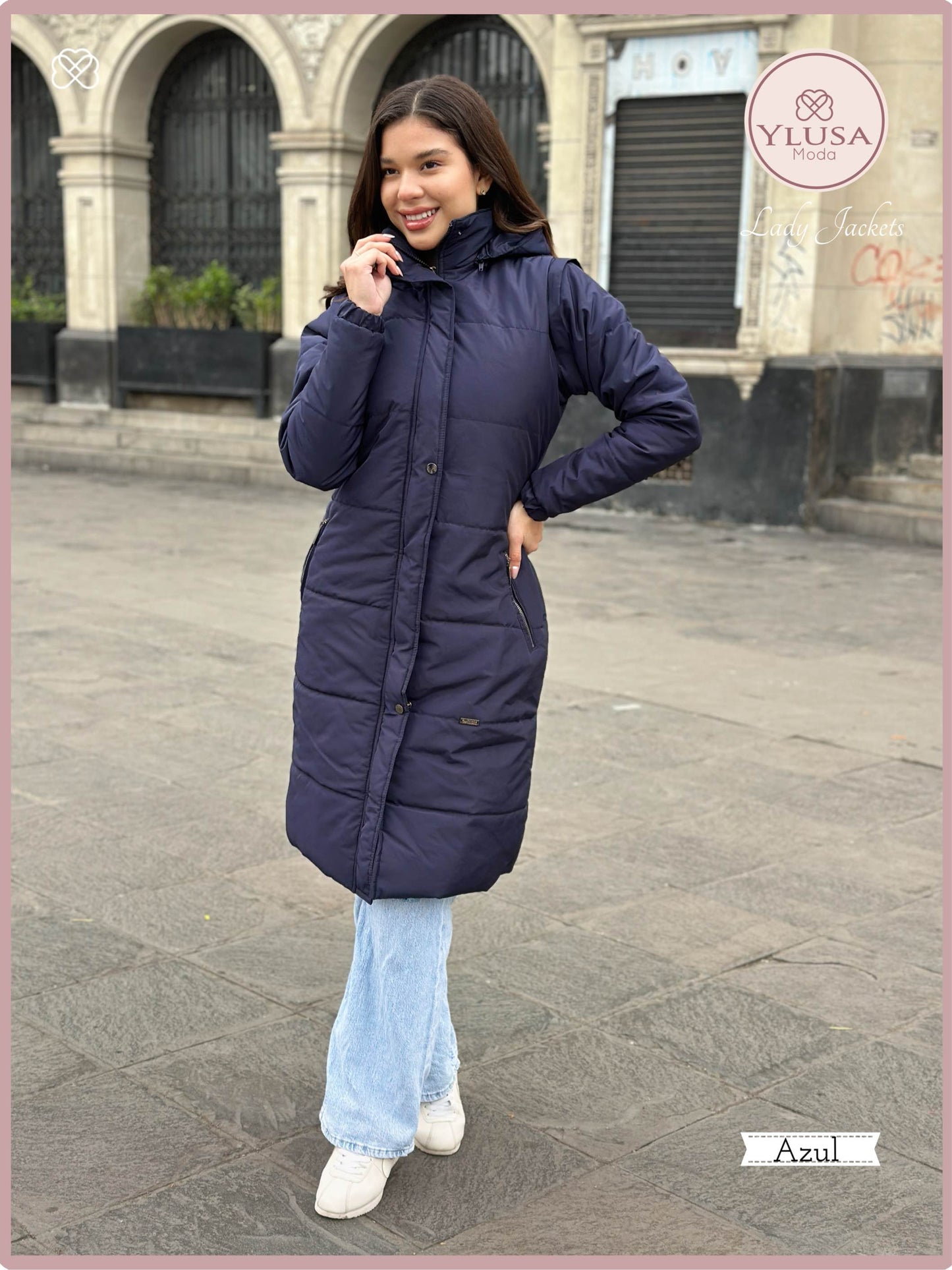 PARKA MAXI CHALECO XIOMY - AZUL