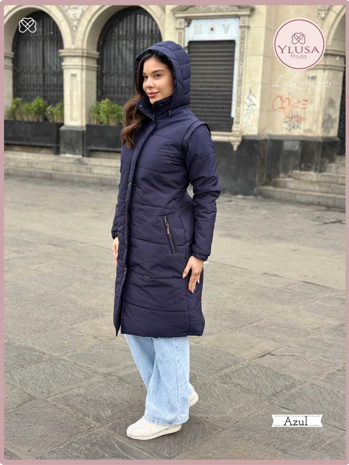 PARKA MAXI CHALECO XIOMY - AZUL