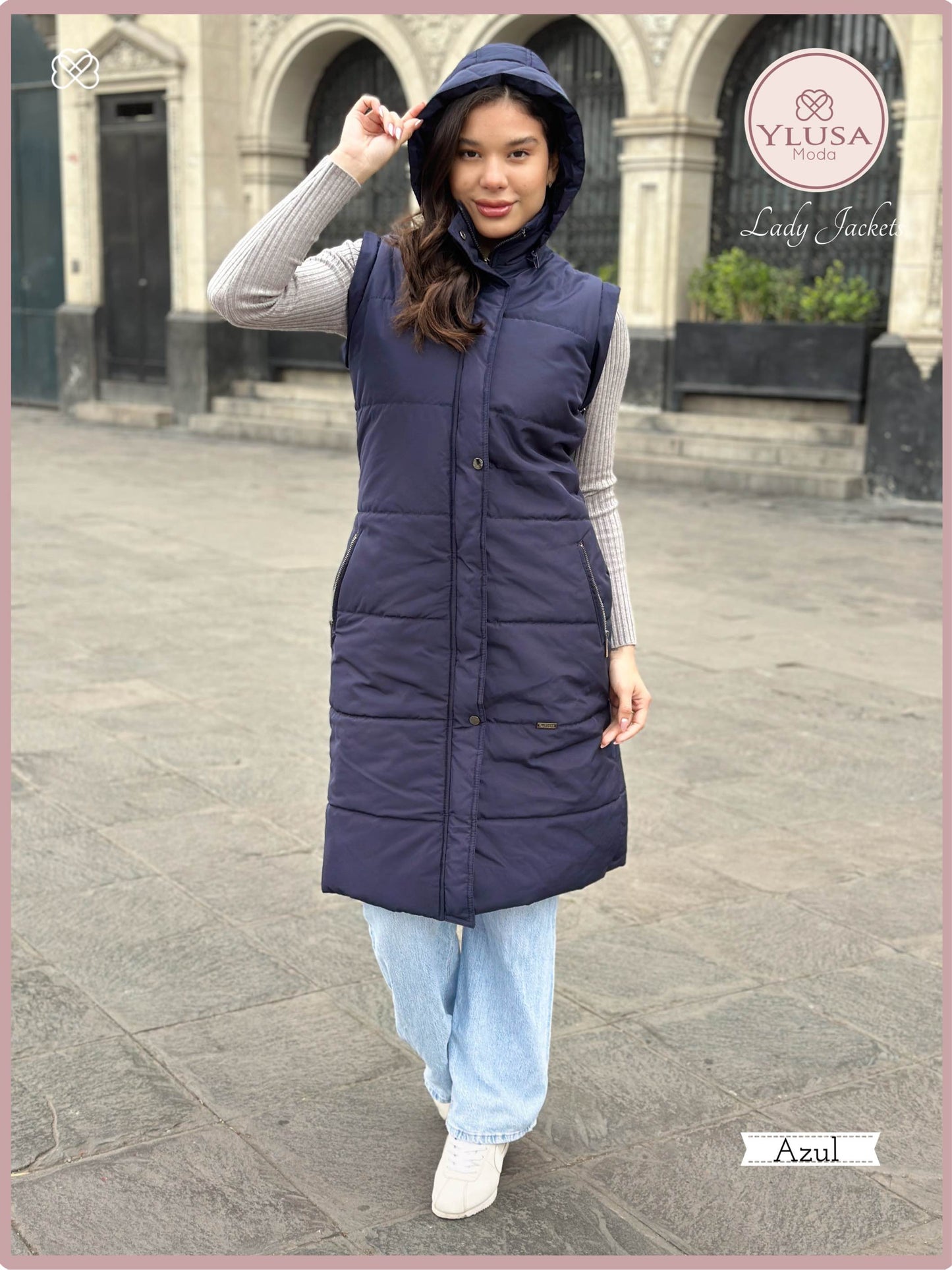 PARKA MAXI CHALECO XIOMY - AZUL