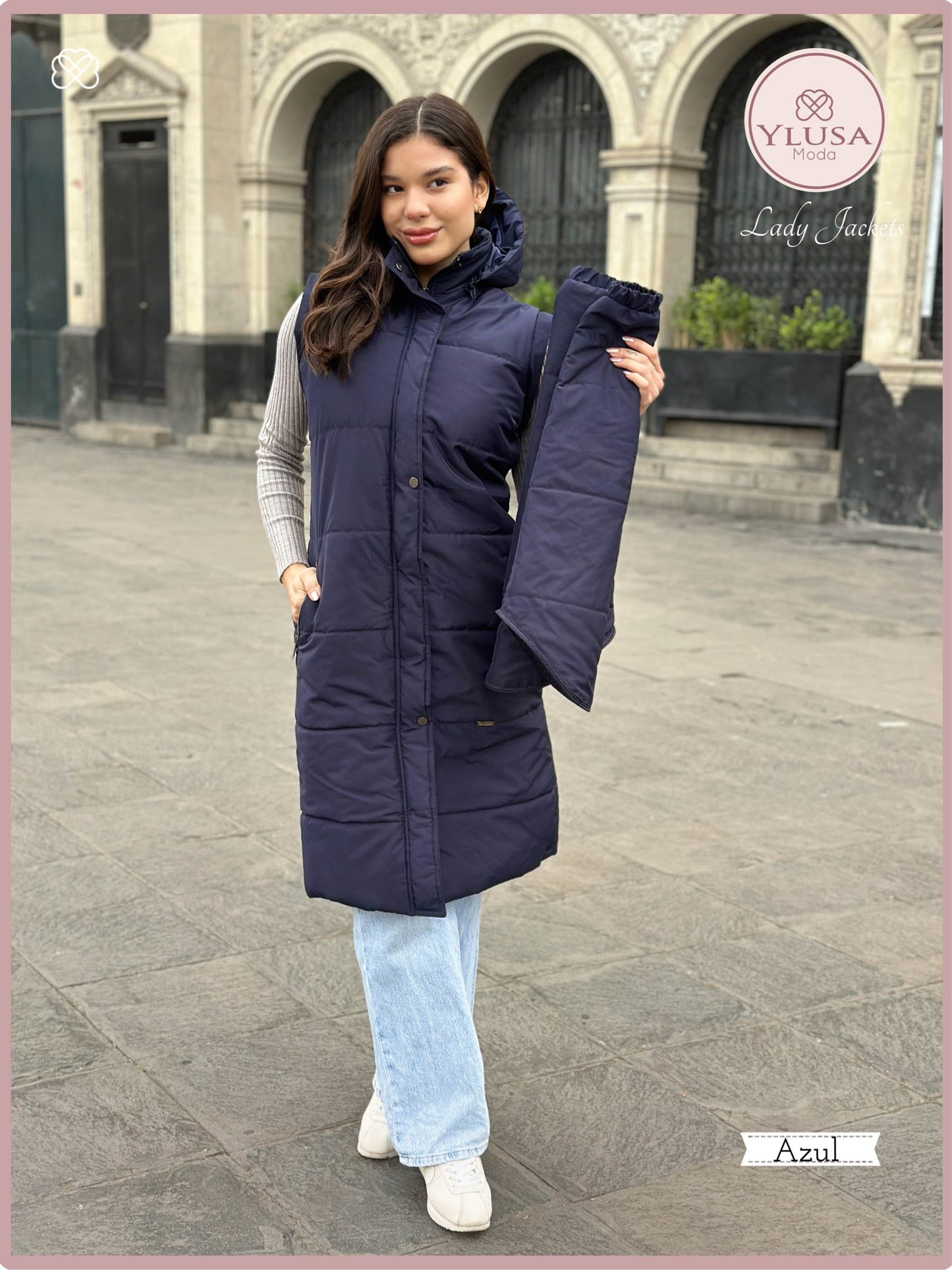 PARKA MAXI CHALECO XIOMY - AZUL