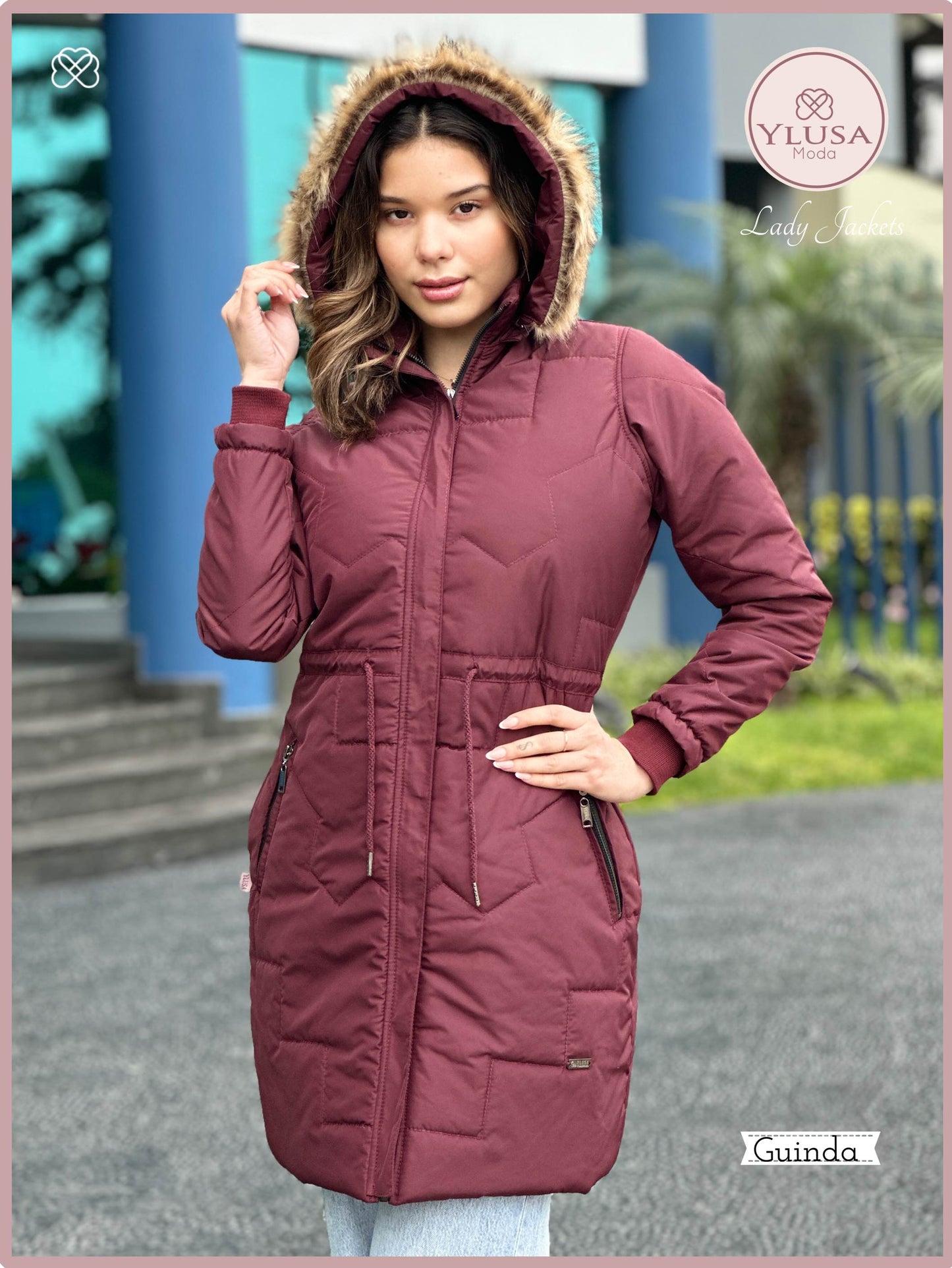 PARKA EXTRA LARGA ROXY - GUINDA