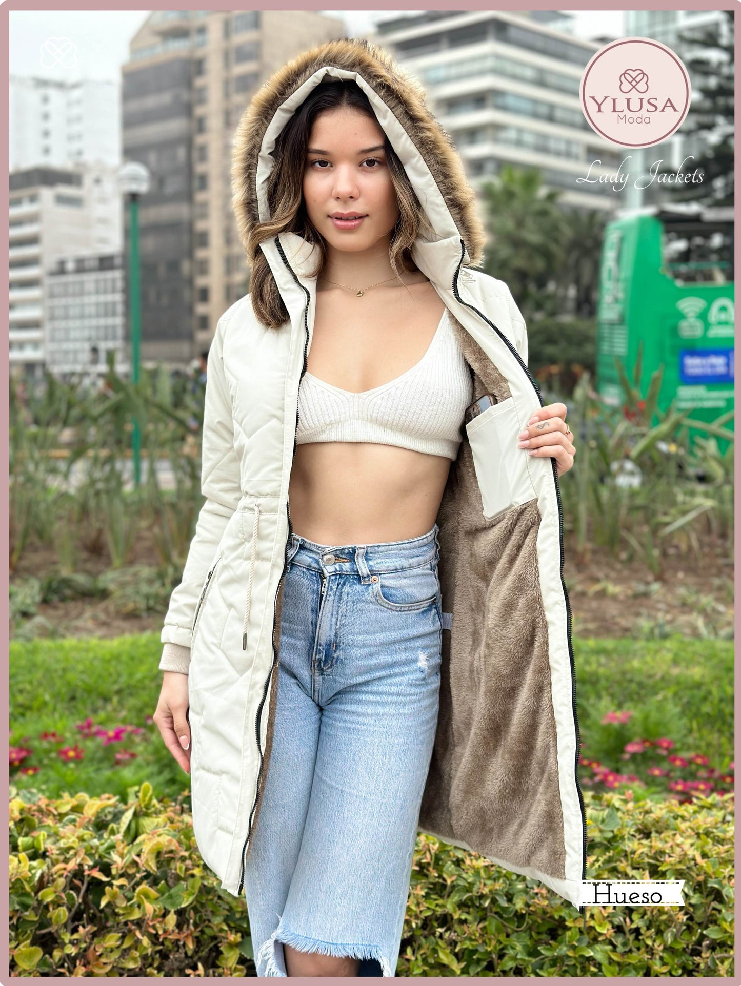 PARKA EXTRA LARGA ROXY - HUESO