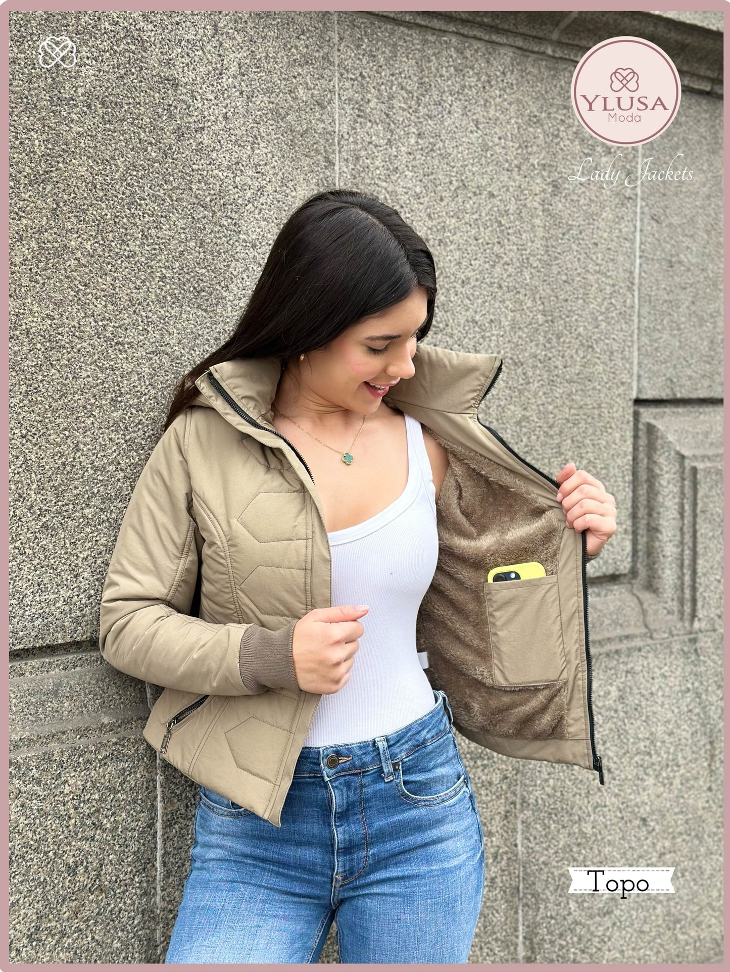 CHAQUETA C/PELUCHE LAURA - TOPO