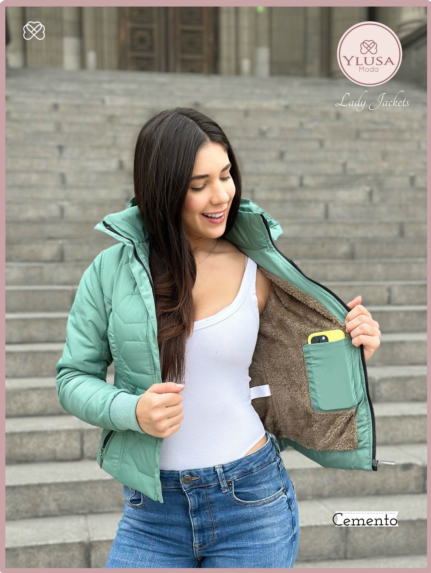 CHAQUETA C/PELUCHE LAURA - CEMENTO