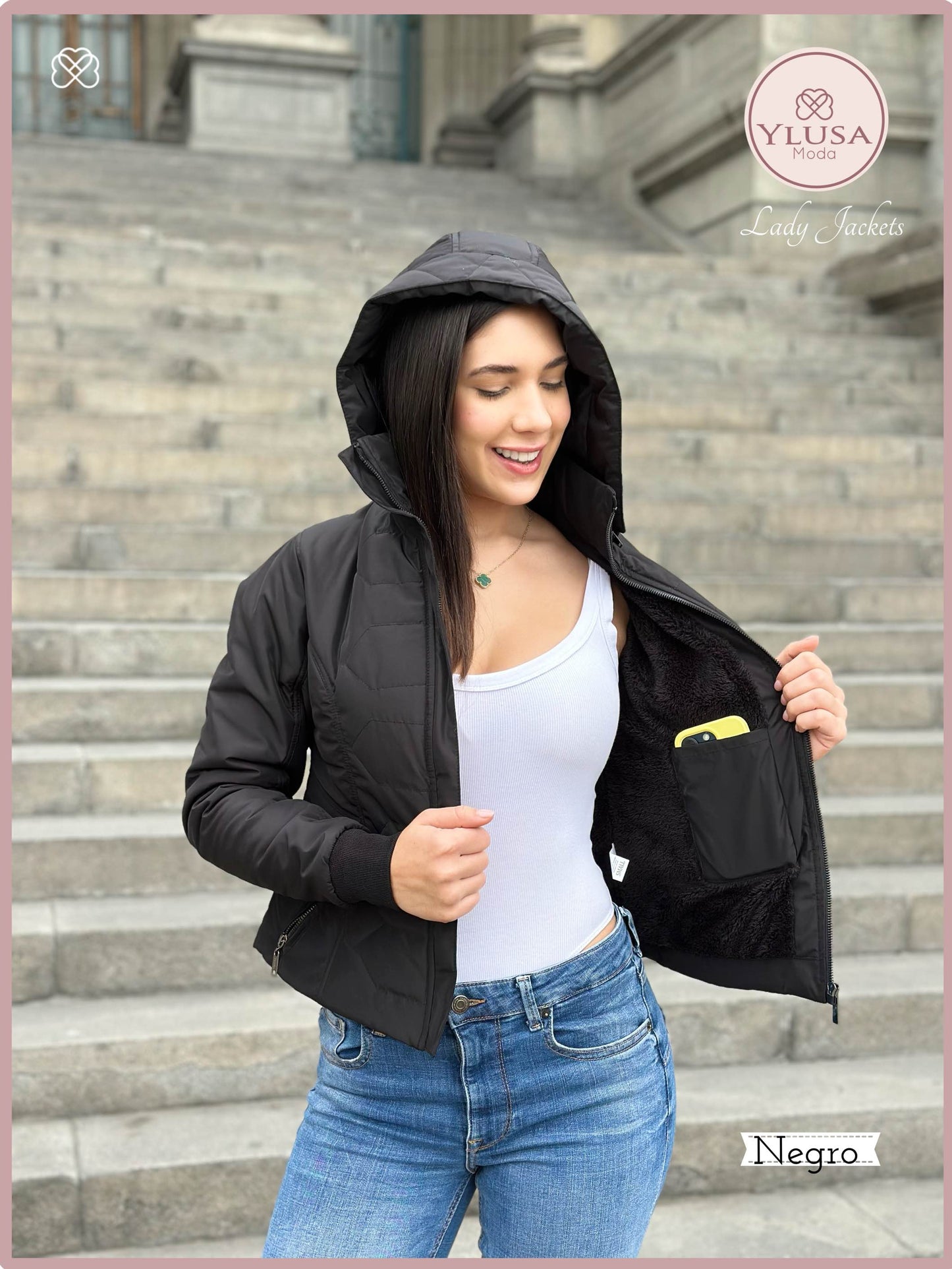 CHAQUETA C/PELUCHE LAURA - NEGRO