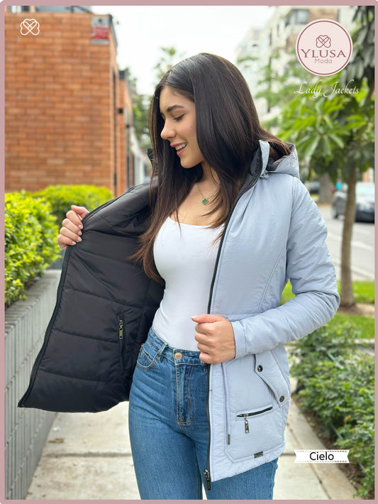 PARKA 3/4 REVERSIBLE CARLA - CIELO