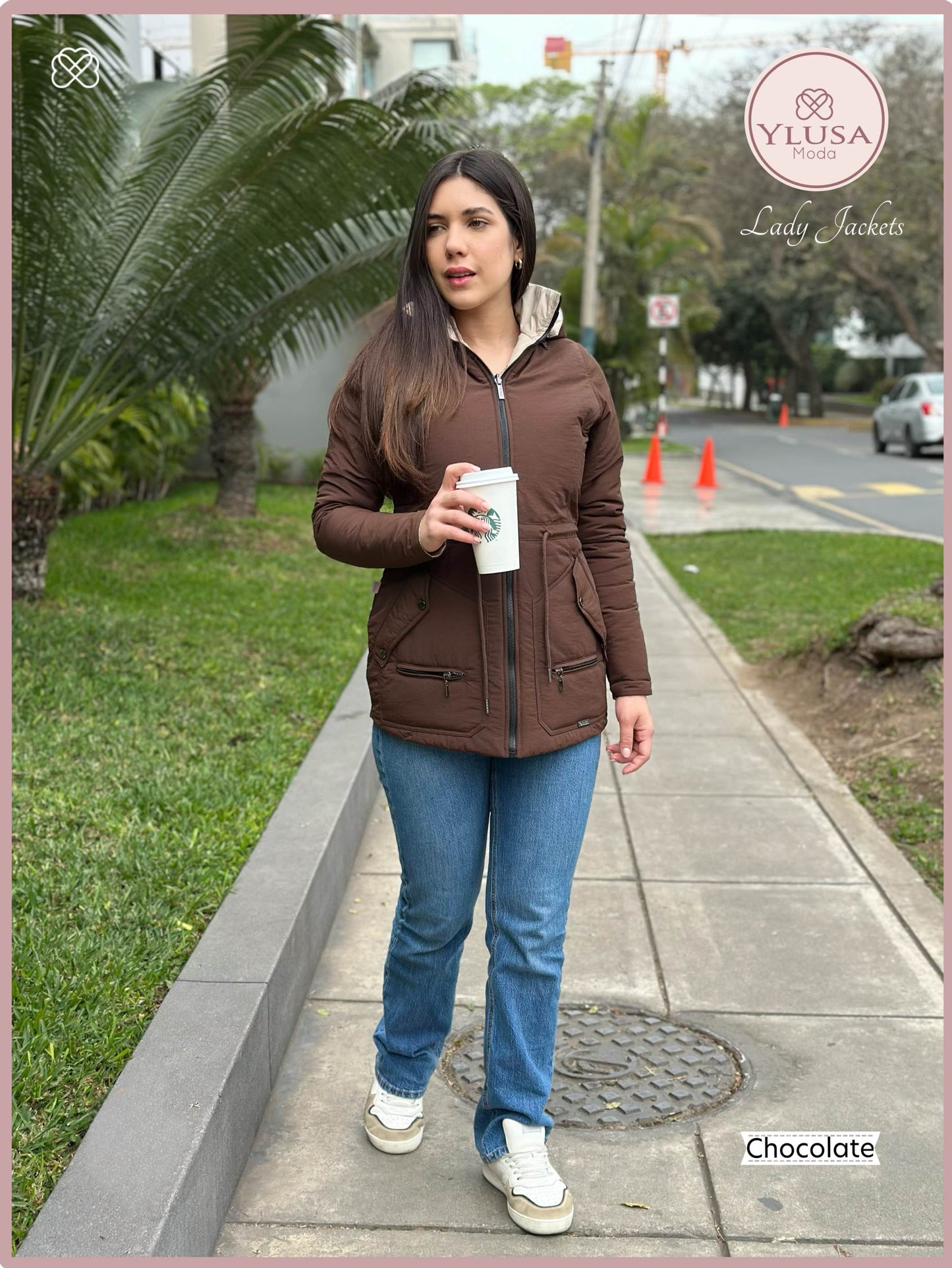 PARKA 3/4 REVERSIBLE CARLA - CHOCOLATE