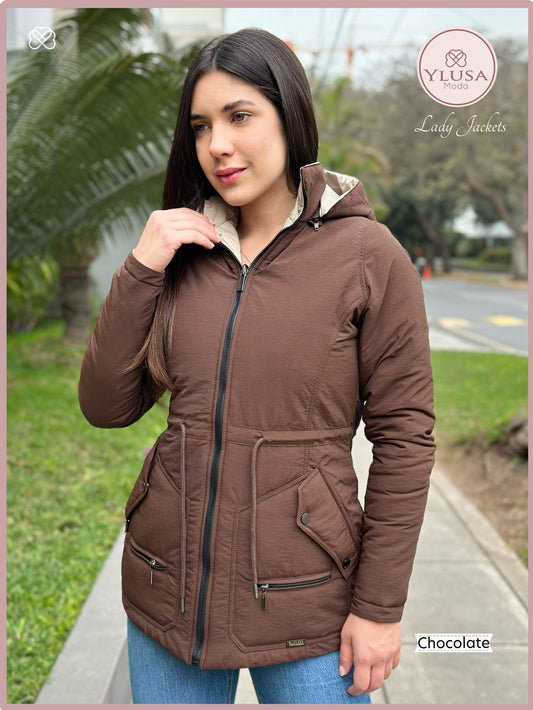 PARKA 3/4 REVERSIBLE CARLA - CHOCOLATE