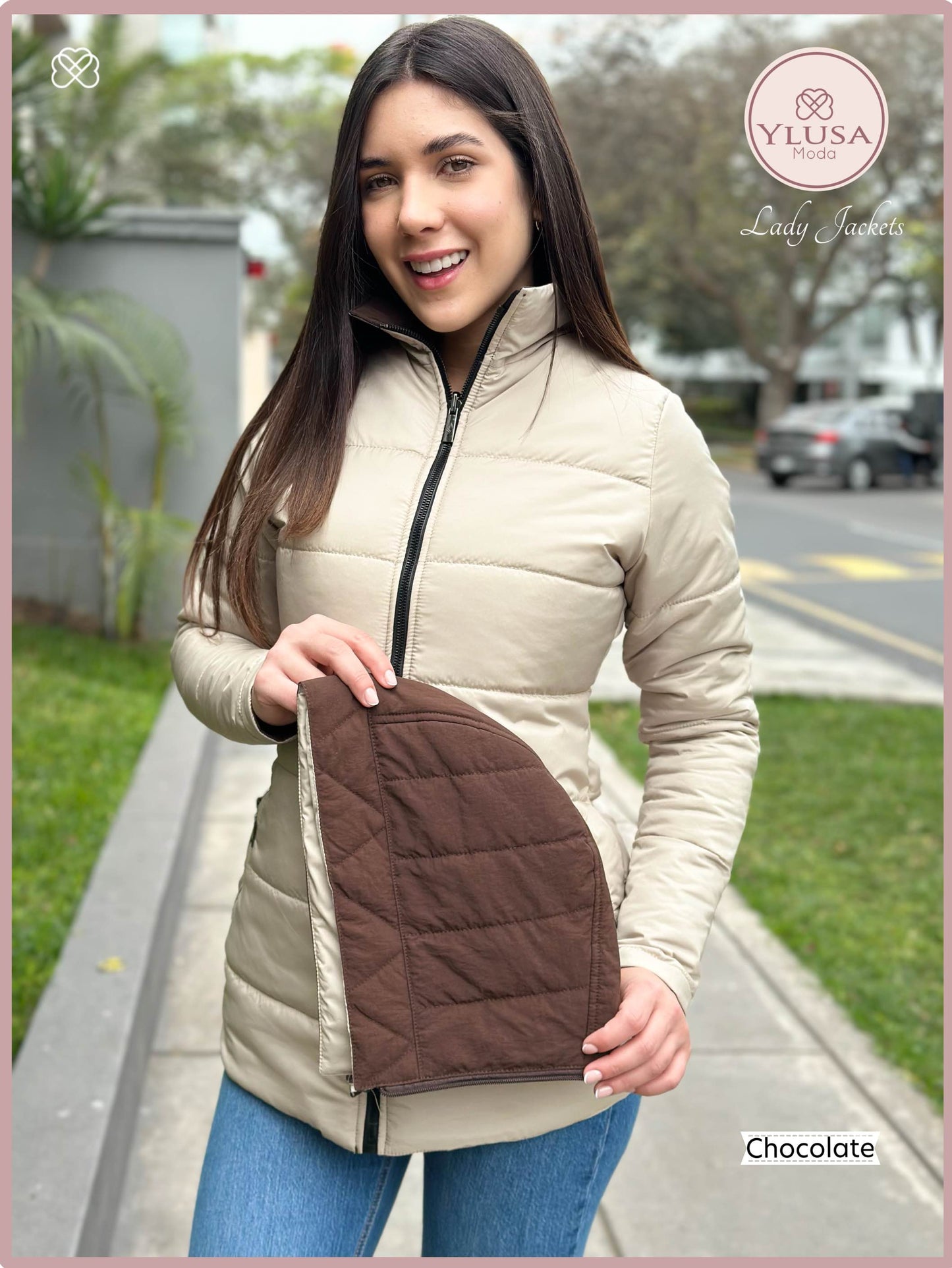 PARKA 3/4 REVERSIBLE CARLA - CHOCOLATE