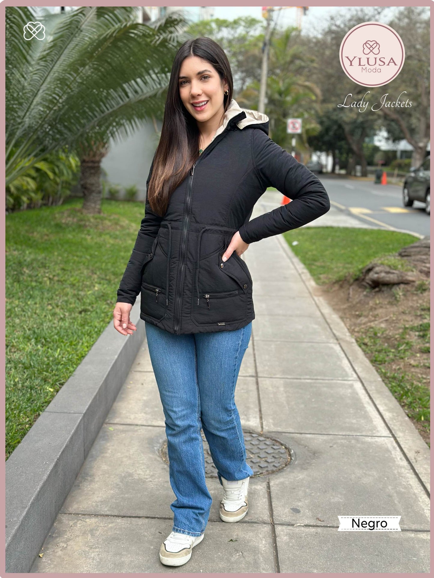 PARKA 3/4 REVERSIBLE CARLA - NEGRO