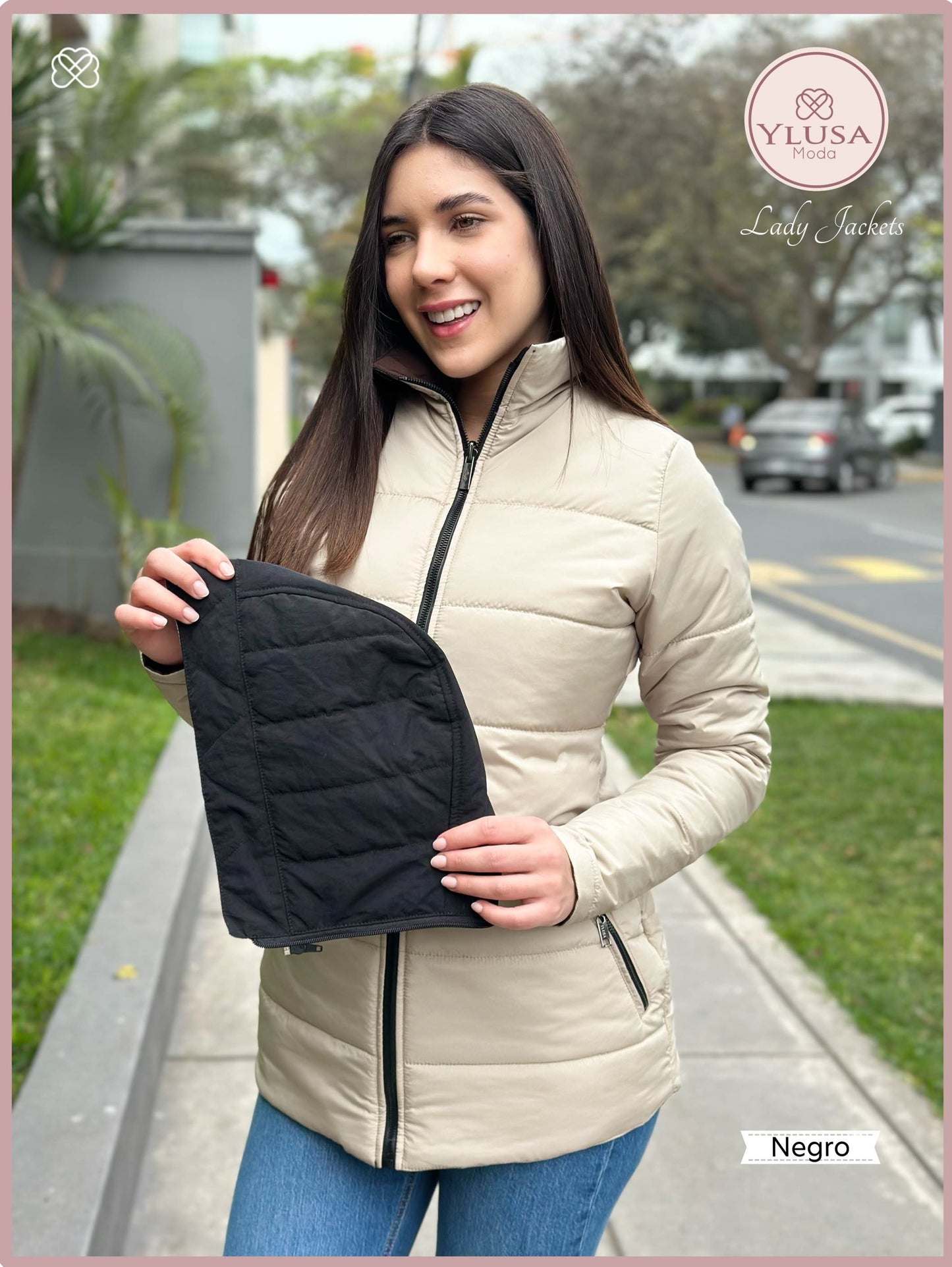 PARKA 3/4 REVERSIBLE CARLA - NEGRO