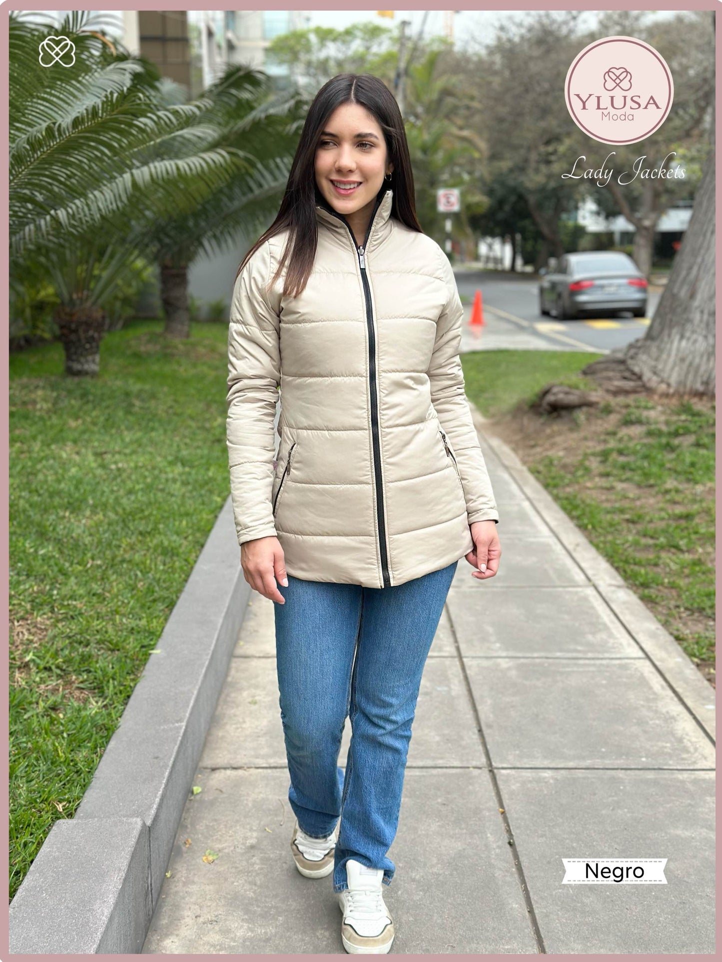 PARKA 3/4 REVERSIBLE CARLA - NEGRO