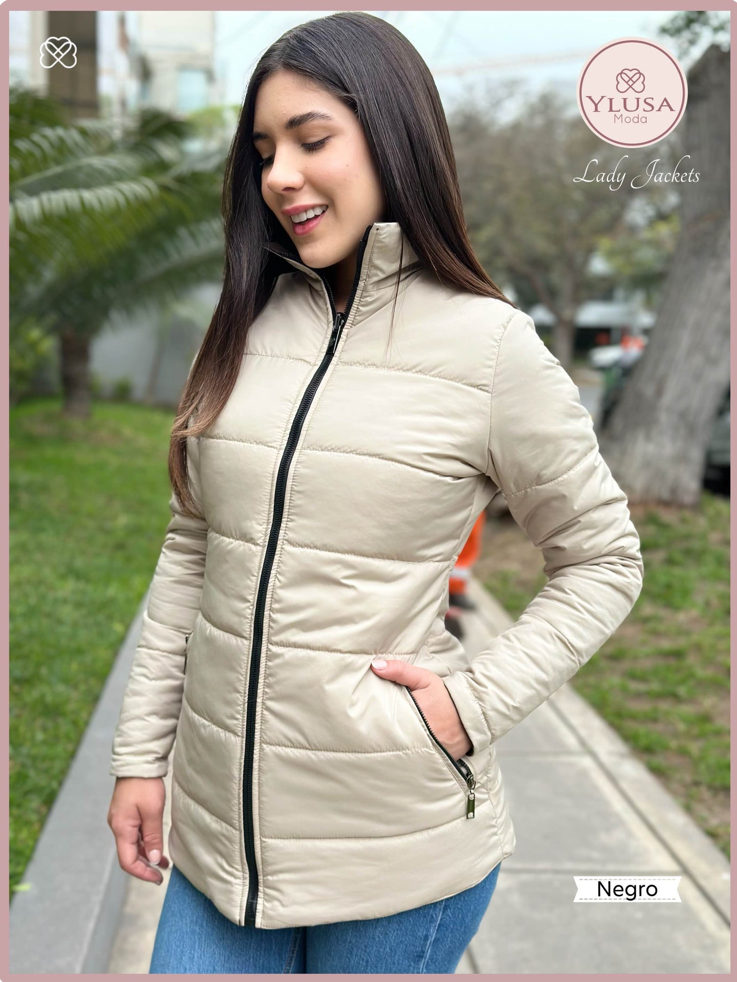 PARKA 3/4 REVERSIBLE CARLA - NEGRO