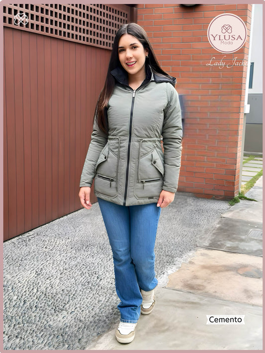 PARKA 3/4 REVERSIBLE CARLA - CEMENTO