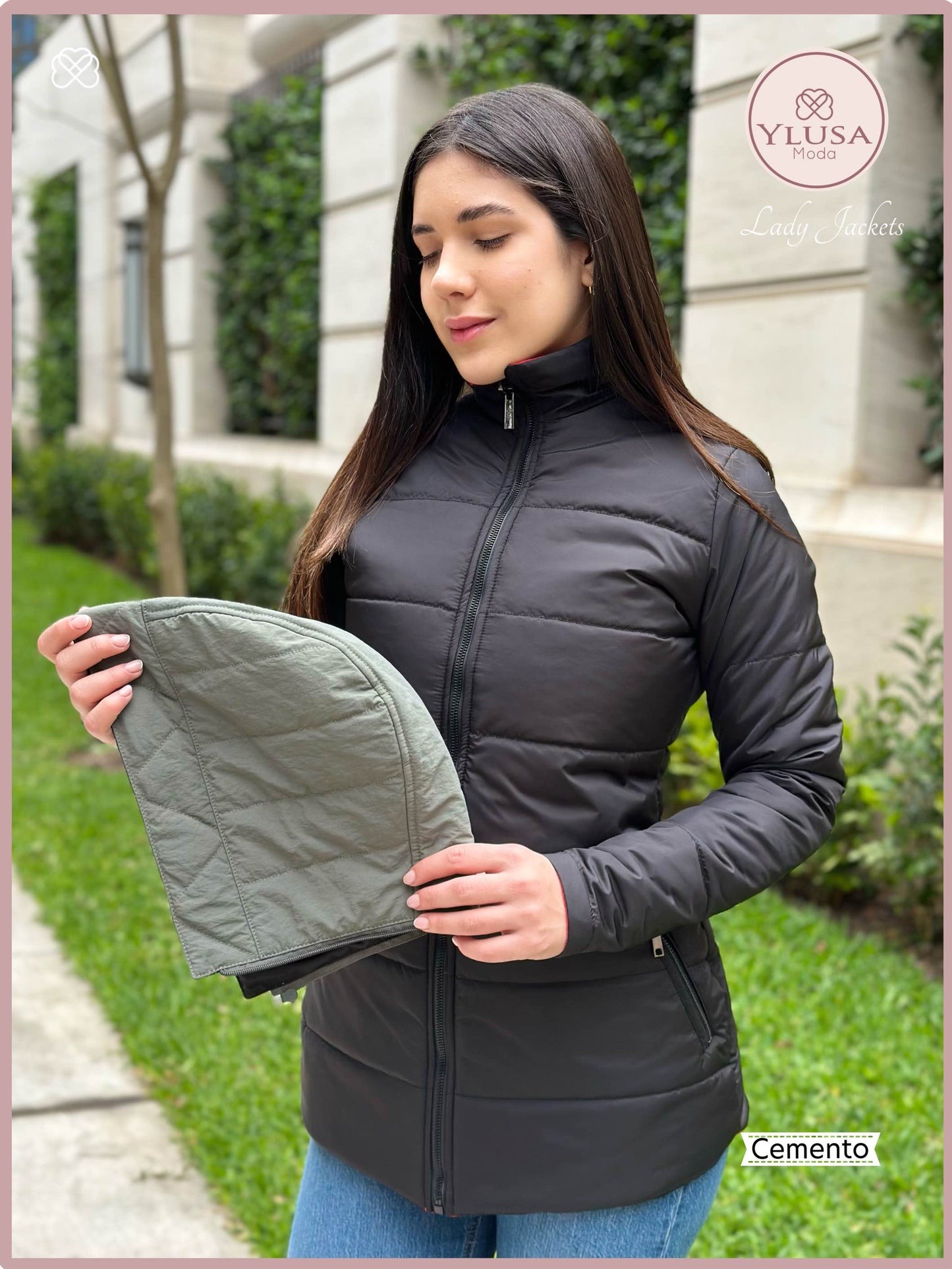 PARKA 3/4 REVERSIBLE CARLA - CEMENTO