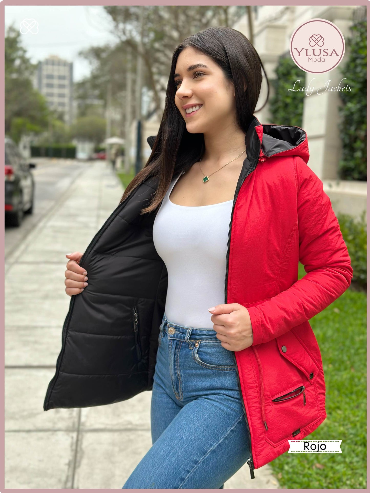 PARKA 3/4 REVERSIBLE CARLA - ROJO