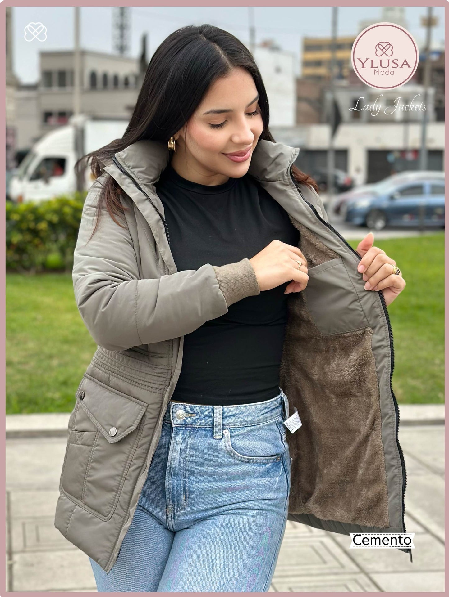 PARKA C/PELUCHE NOHELIA - CEMENTO