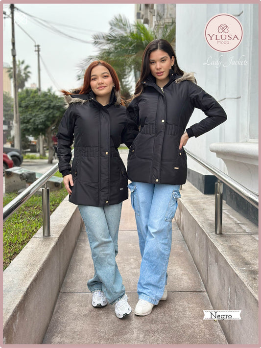 PARKA 3/4 C/PELUCHE MARIMAR - NEGRO