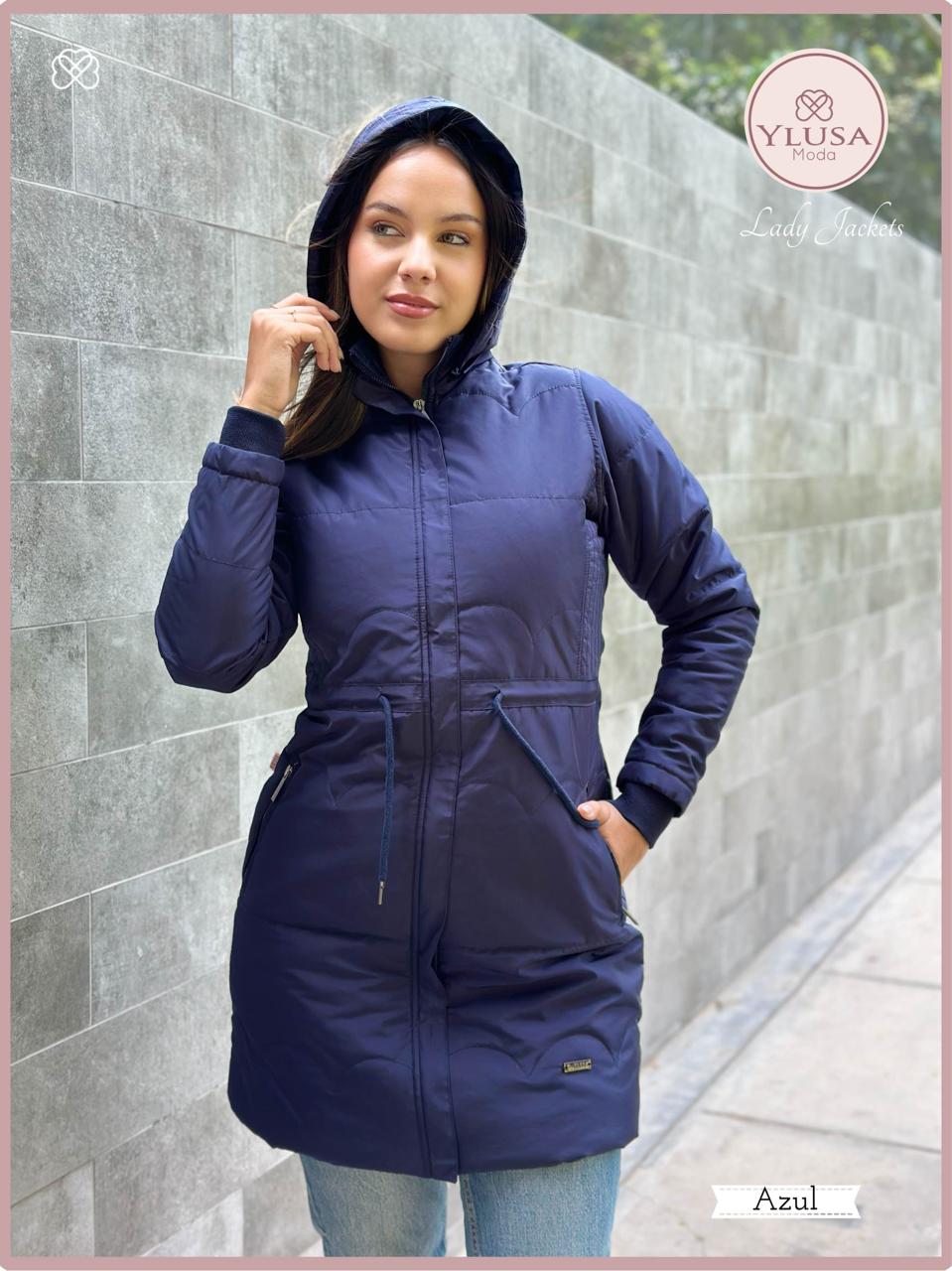 PARKA EXTRA LARGA VALERIA - AZUL