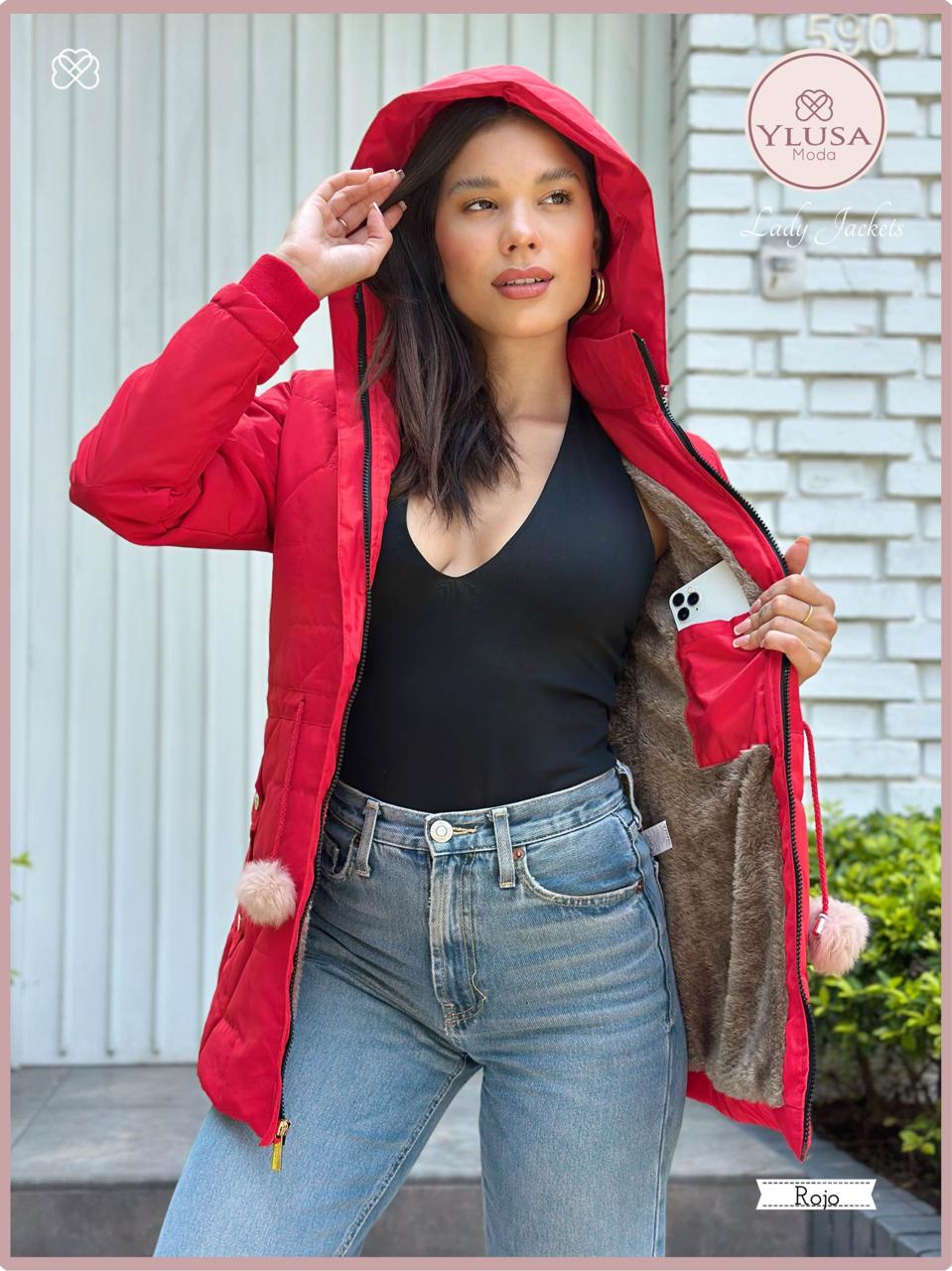 PARKA 3/4 CLAUDIA - ROJO