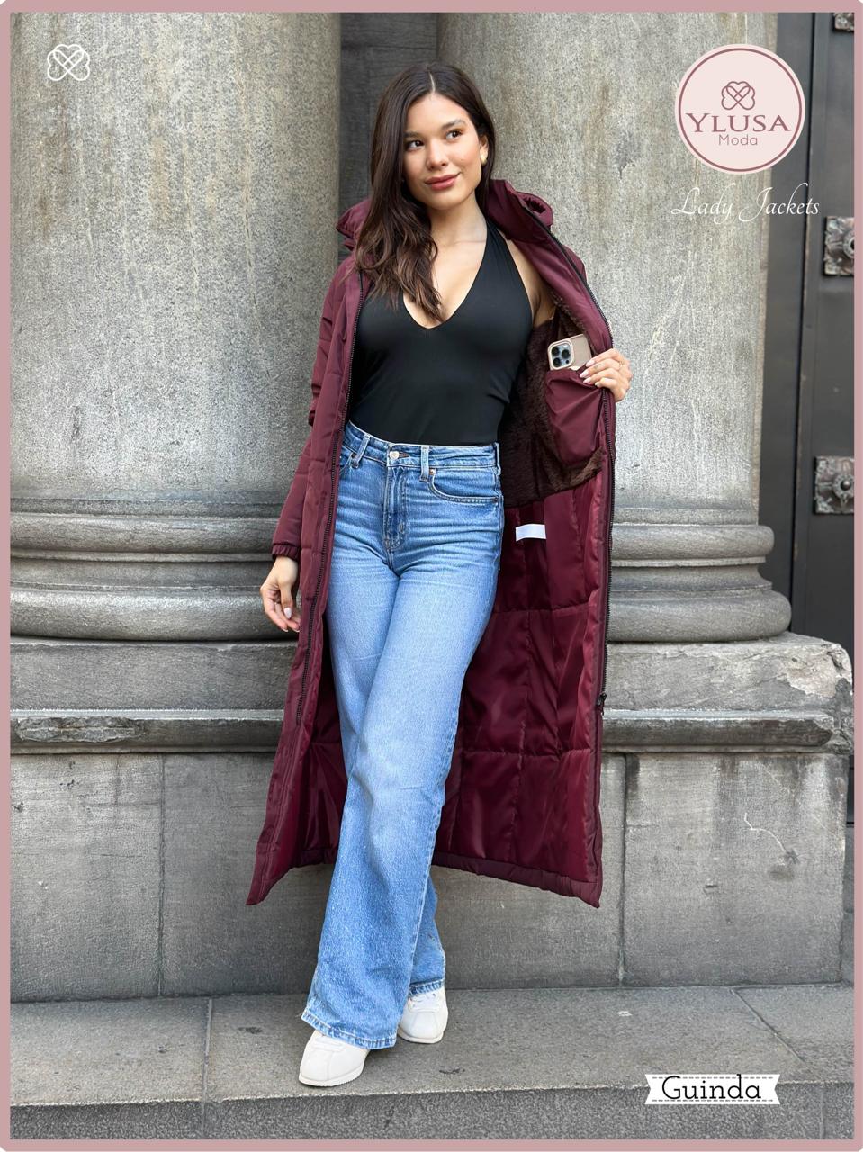 PARKA MAXI EXTRA LARGA  PALOMA- GUINDA