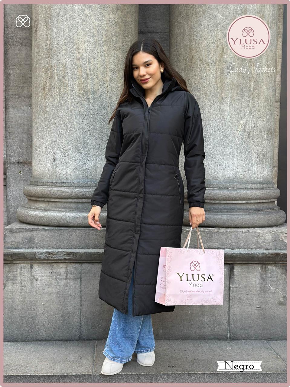 PARKA MAXI EXTRA LARGA PALOMA - NEGRO