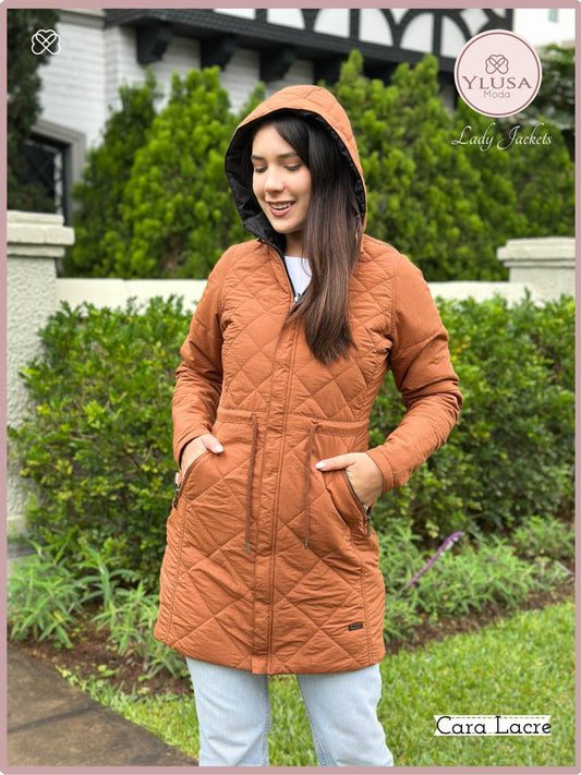 PARKA EXTRA LARGA REVERSIBLE FRIDA - LADRILLO